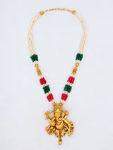 Ganesha Stone Studded Beaded Necklace Set with Earrings