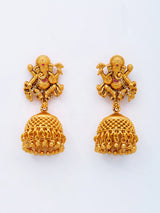 Ganesha Stone Studded Beaded Necklace Set with Earrings