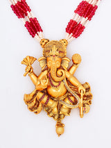 Ganesha Stone Studded Beaded Necklace Set with Earrings