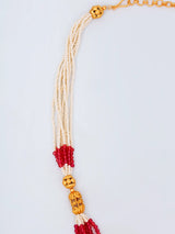 Ganesha Stone Studded Beaded Necklace Set with Earrings