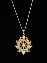 Sudarshan Chakra Sterling Silver Pendant with Cubic Zirconia