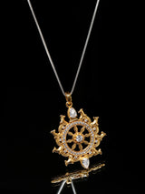 Sudarshan Chakra Sterling Silver Pendant with Cubic Zirconia