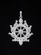 Sudarshan Chakra Sterling Silver Pendant with Cubic Zirconia
