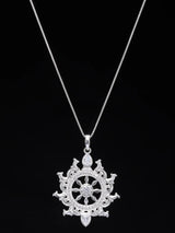 Sudarshan Chakra Sterling Silver Pendant with Cubic Zirconia