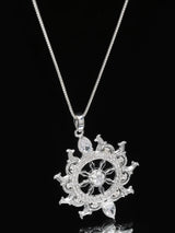 Sudarshan Chakra Sterling Silver Pendant with Cubic Zirconia