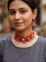 Sambalpuri Fabric and MDF Choker and Earrings Set