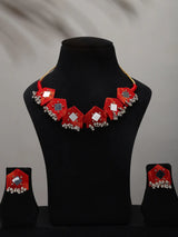Sambalpuri Fabric and MDF Choker and Earrings Set