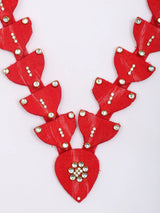 Sambalpuri Fabric and MDF Long Necklace and Earrings Set