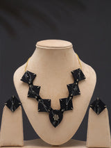 Sambalpuri Fabric and Stone Studded Necklace Set with Earrings