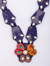 Sambalpuri Fabric Floral Stone Necklace and Earrings Set