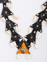 Sambalpuri Fabric and Shell Necklace and Earrings Set