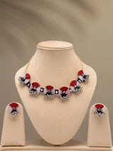 Sambalpuri Fabric and Bead Choker and Earrings Set