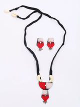 Sambalpuri Fabric and MDF Necklace Set with Earrings