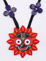 Handpainted Jagannath Ji Sambalpuri Fabric Necklace Set with Earrings