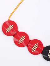 Sambalpuri Fabric and MDF Round Choker and Earrings Set