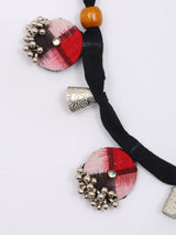 Sambalpuri Fabric and Bead Necklace and Earrings Set