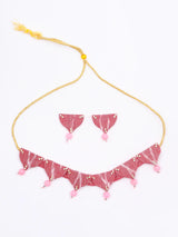 Sambalpuri Fabric and Bead Drop Choker and Earrings Set