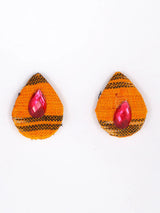 Sambalpuri Fabric and Stone Studded Necklace Set with Earrings
