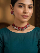 Sambalpuri Fabric and MDF Choker and Earrings Set