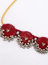 Sambalpuri Fabric and MDF Choker and Earrings Set
