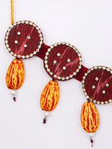Sambalpuri Fabric and MDF Red Choker and Earrings Set