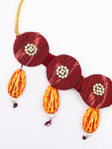 Sambalpuri Fabric and Stone Choker and Earrings Set