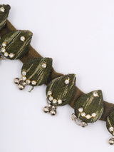Sambalpuri Fabric and Stone Choker Set with Dangling Earrings