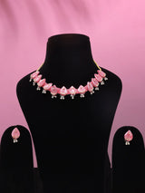 Sambalpuri Fabric and Stone Choker Set with Dangling Earrings