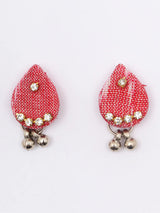 Sambalpuri Fabric and Stone Choker Set with Dangling Earrings