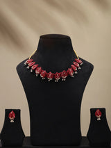 Sambalpuri Fabric and Stone Choker Set with Dangling Earrings