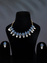 Sambalpuri Fabric and Stone Beaded Choker Set with Earrings