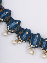 Sambalpuri Fabric and Stone Beaded Choker Set with Earrings