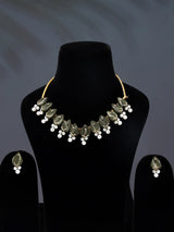 Sambalpuri Fabric and Stone Beaded Choker Set with Earrings