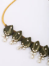 Sambalpuri Fabric and Stone Beaded Choker Set with Earrings