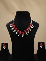 Sambalpuri Fabric and Stone Beaded Choker Set with Earrings
