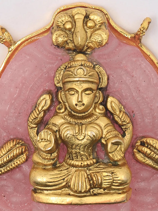 Temple Goddess Lakshmi Brass Pendant with Dangling Beads