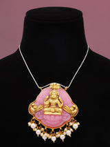 Temple Goddess Lakshmi Brass Pendant with Dangling Beads