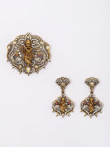 Kundan Studded Lord Krishna Pendant Set with Earrings