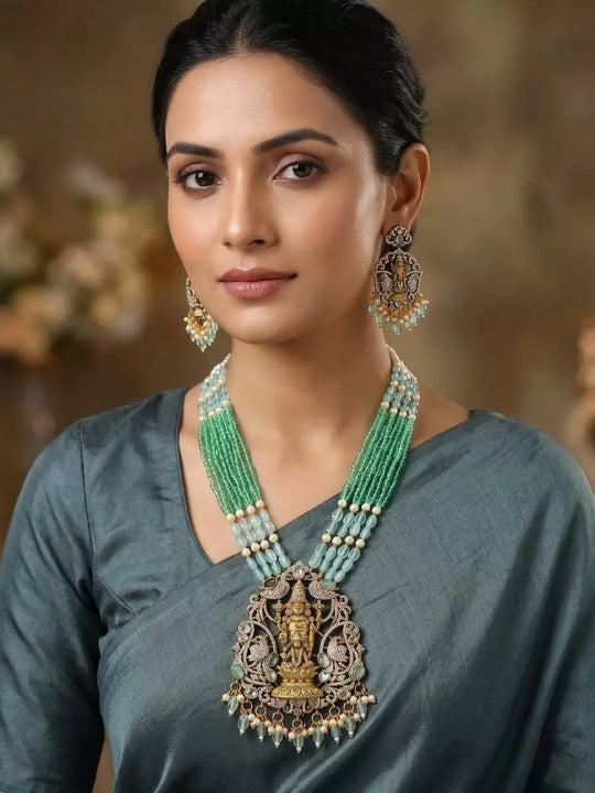 Temple Jewellery Venkateshvara Lakshmi Necklace and Earrings Set