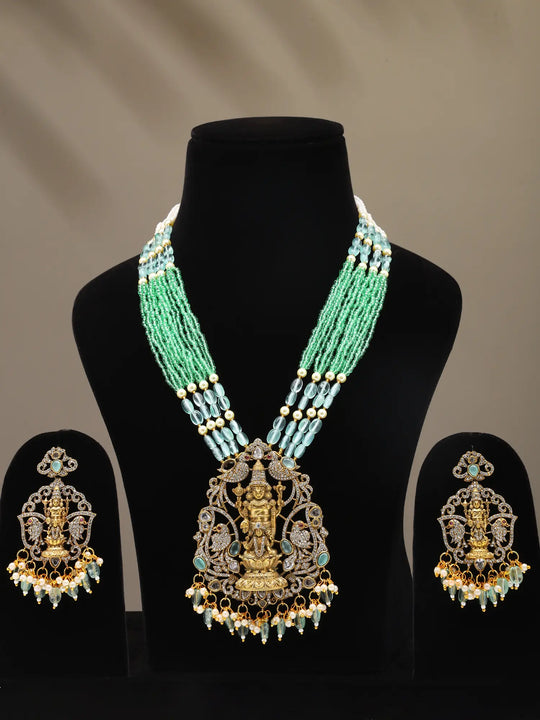 Temple Jewellery Venkateshvara Lakshmi Necklace and Earrings Set
