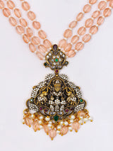 Gajalakshmi Beaded Three Strand Necklace and Earrings Set