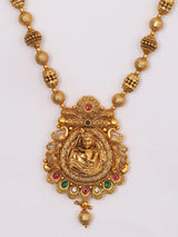 Bal Krishna and Cow Stone Studded Brass Necklace and Earrings Set