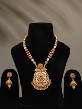 Floral Brass Bead Necklace and Earrings Set