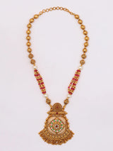 Floral Brass Bead Necklace and Earrings Set