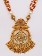 Floral Brass Bead Necklace and Earrings Set