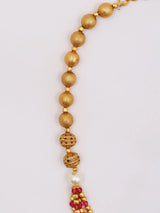Floral Brass Bead Necklace and Earrings Set