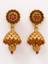 Floral Brass Bead Necklace and Earrings Set
