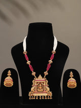 Goddess Lakshmi Temple Brass Necklace Set with Earrings