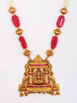Goddess Lakshmi Temple Brass Necklace Set with Earrings