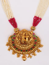 Radha Krishna Multi Strand Brass Necklace and Earrings Set